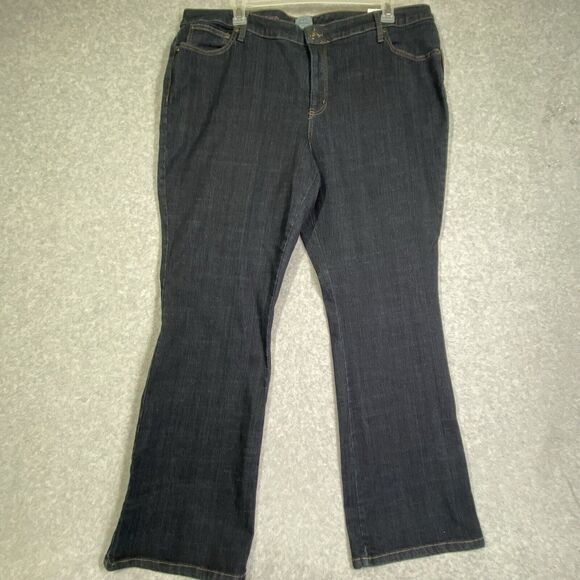 St John's Bay Womens  Sz 20 Vintage Dark Wash Jeans Embroidered Bootcut Stretch - Picture 1 of 14